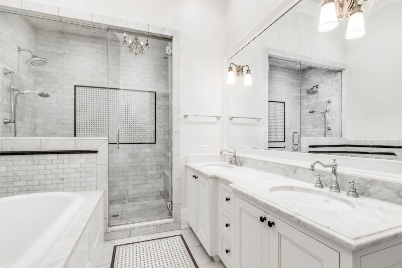 Modern residential bathroom with walk-in shower