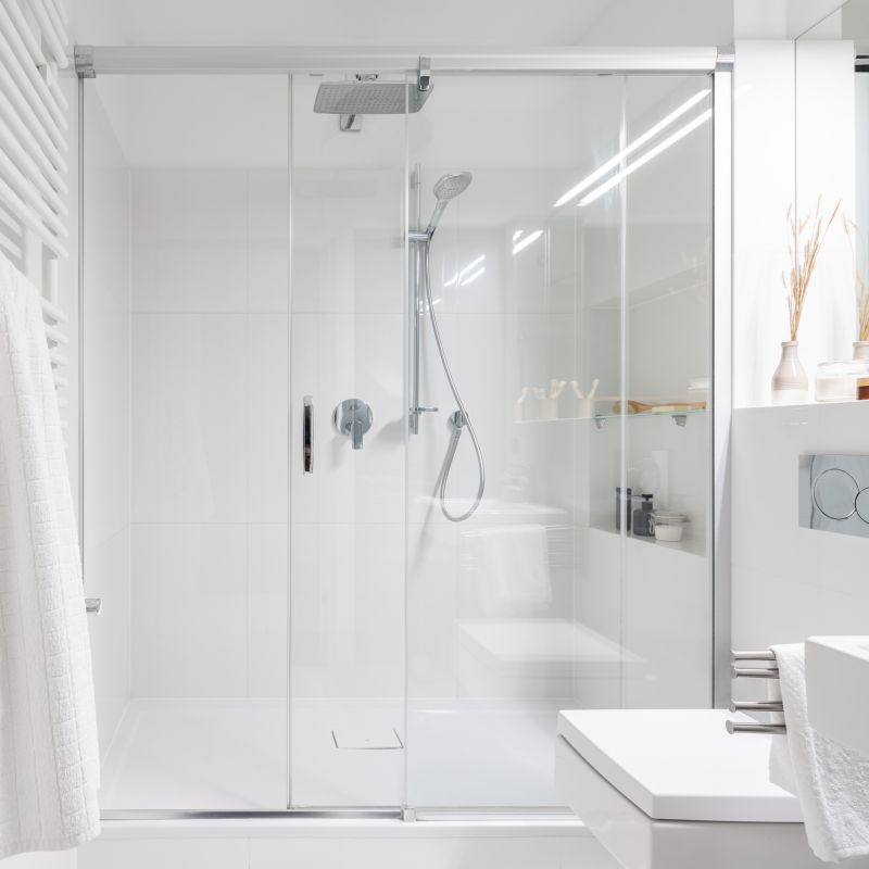Luxury bathroom with rainfall showerhead